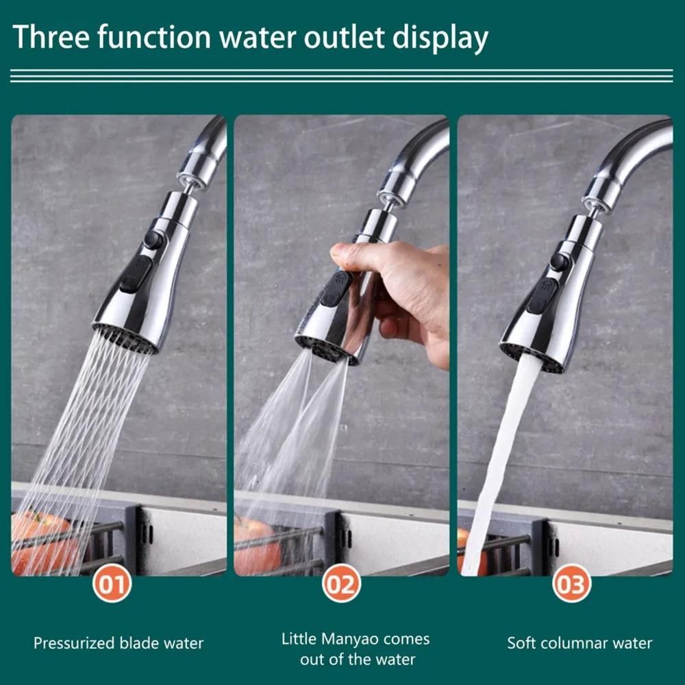 3-Mode Kitchen Sink Faucet | Stainless Steel with Polished Chrome Finish | Aerate & Ring Shower Spray | Upright Handle | High Flow Rate | Durable, Corrosion-Resistant Design