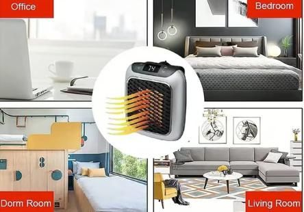 WallPlug Mini PTC Heater – Instant Portable Wall-Mounted Ceramic Space Heater with Digital Thermostat & Silent Operation