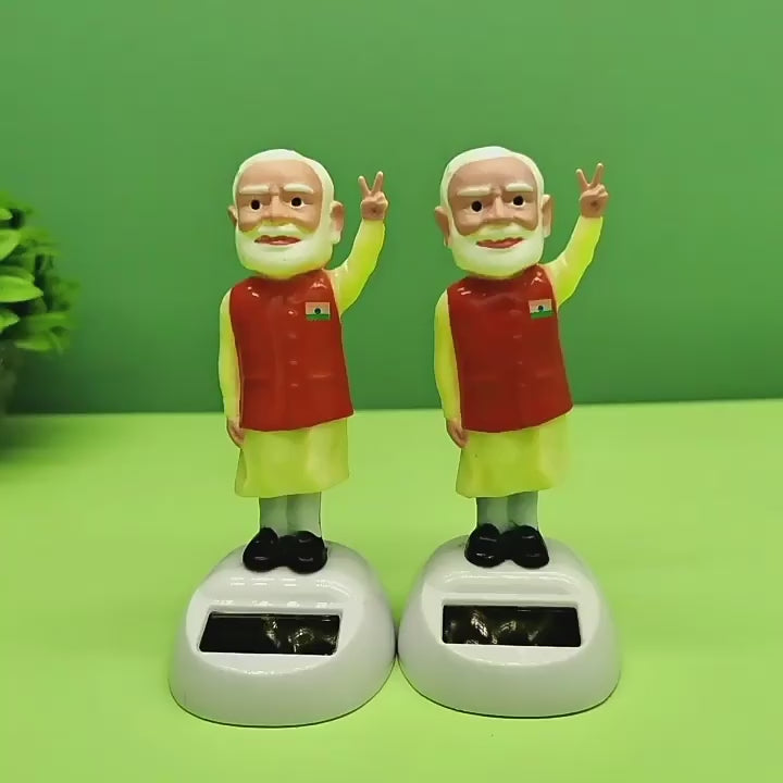 Solar Powered Waving Showpiece for Car Dashboard & Office Desk (Pack of 2)